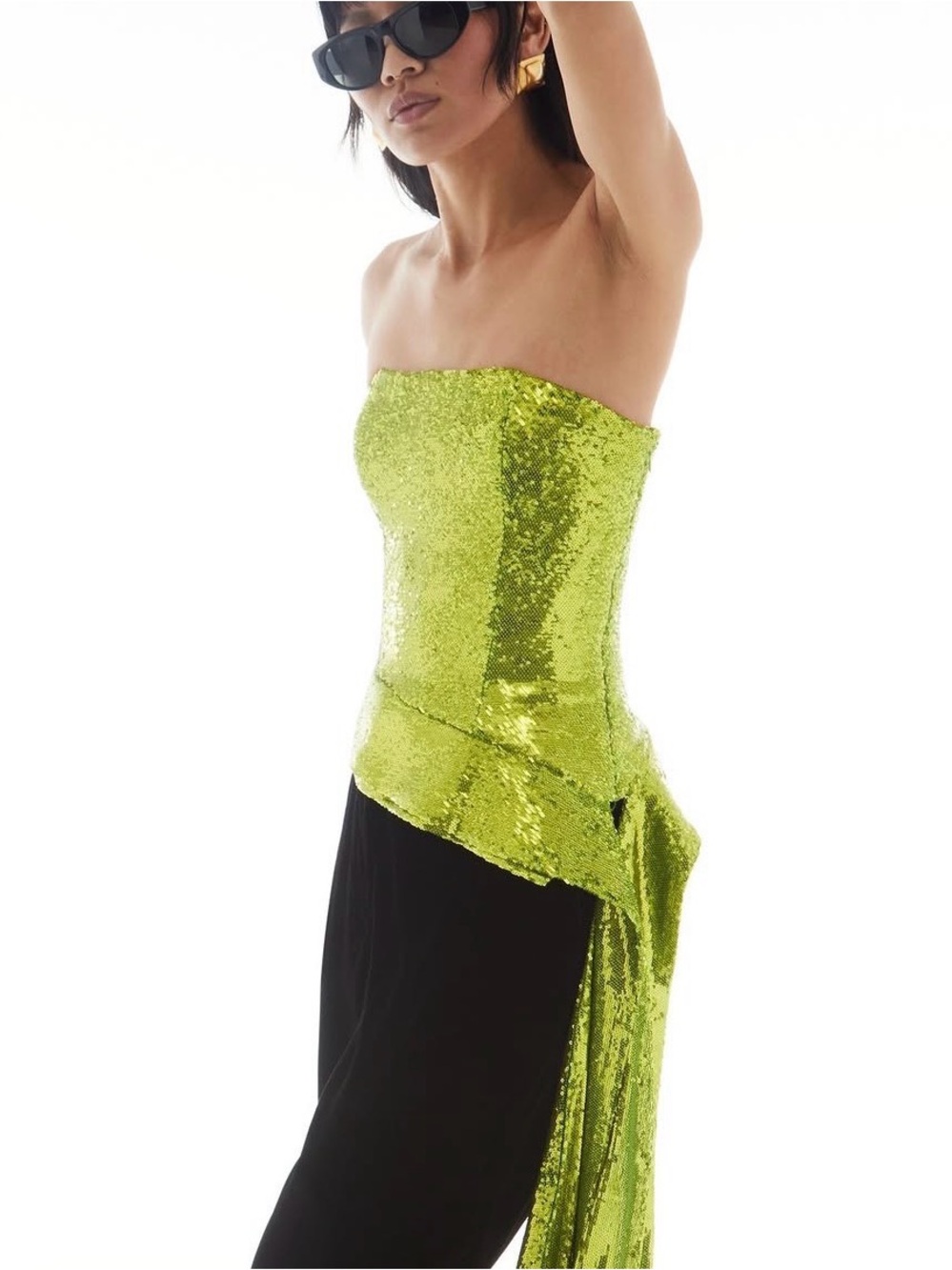 As is. LBV Lime Green corset top with sash. Size 4